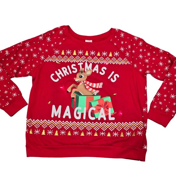 Rudolph The Red-Nosed Reindeer Christmas Is Magical Light-Up Sweater XL - Picture 13 of 13